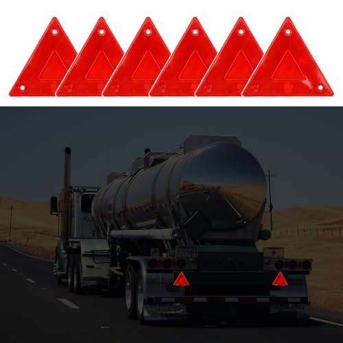 6 Pcs Red Safety Reflector Warning Sign, 6"x6" Slow Moving Vehicle Triangle Sign, Safety Triangles Dot Approved Road Outdoor Use for Outdoor Truck, Car, Golf Cart