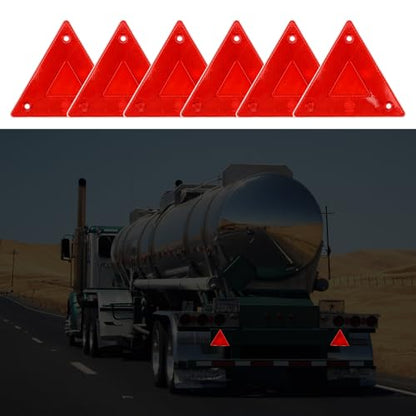 6 Pcs Red Safety Reflector Warning Sign, 6"x6" Slow Moving Vehicle Triangle Sign, Safety Triangles Dot Approved Road Outdoor Use for Outdoor Truck, Car, Golf Cart
