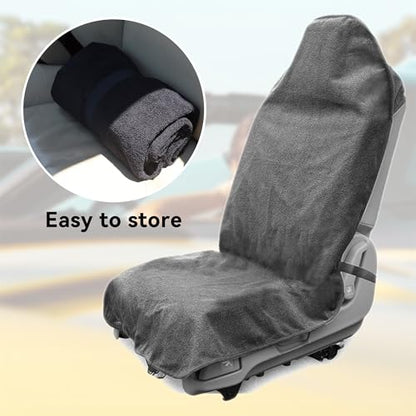 Waterproof Towel Car Seat Cover, Sweatproof Non Slip Towel Carseat Cover, Machine Washable Vehicle Bucket Frontseat Protector Accessories, Universal for SUV, Sedan, Truck (Gray) - color: Gray