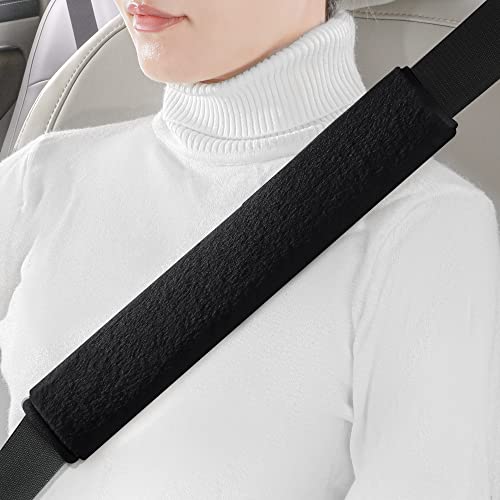 LACDL Extra Long Seatbelt Cover Super Soft Furry for Adults Kids Women & Men, Thick Plush Full Car Seat Belt Strap Cushion, Fluffy Shoulder Pad Protector, Auto Interior Accessories, Black, 13in, 2pcs - color: Black, size: 13in - 2pcs