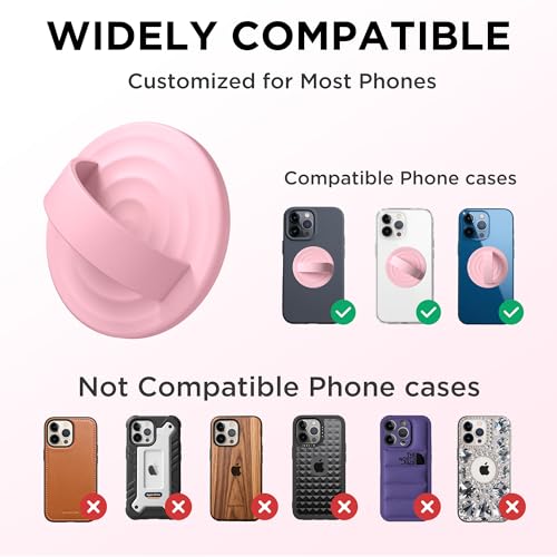 Magnetic Phone Grip Ring Holder, Liquid Silicone Magnet Cell Phone Grip Finger Loop, Compatible with Magsafe, Back of Phone for iPhone 17/16/15/14/13/12 Series, Pink - color: Pink