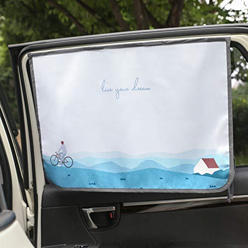 Magnetic Car Sun Shade Curtain for Side Window – Sun Blocker and UV Protector for Baby, Kids, and Pets – Universal Fit with Built-in Magnets for Steel-Framed Door (Bebe DayDay) - color: BeBe DayDay