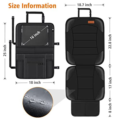 Siivton 2-in-1 Car Seat Protector & Kick Mat with iPad Holder - Kids Backseat Organizer with Touchscreen Pocket, Storage Pockets & Waterproof Cover for Child Safety and Mess-Free Rides