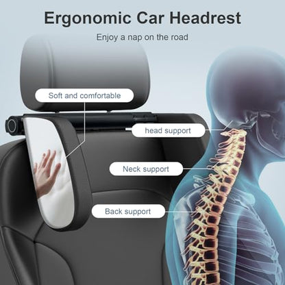 Car Headrest Pillow,Head, Neck Support Pillow,U Shaped Car Sleeping Pillow,180° Adjustable,Improve Head and Neck Posture and Adjust Sleep Position,Suitable for Kids and Adults (Black) - color: Black