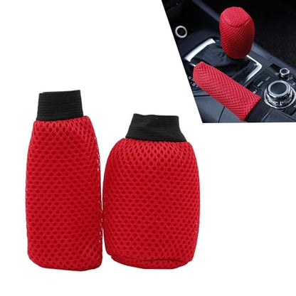 2 PCS/Set Car Gear Shift Knob Cover & Car Handbrake Cover, Anti-Slip Car Gear Shift Handle, Handbrake Cover Gear Cover Set, Universal for Most Cars (Red) - color: Red
