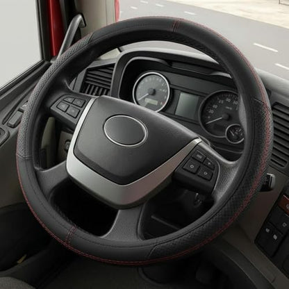 DaisyInner 17.5-18 Inch Truck Steering Wheel Cover Leather Wheel Semi-Truck Comfy Grip Cover Anti-Slip Car Accessory, Fits Rv, Big Rig and Classic Car (Black, Simple Style) - color: Black, size: Leather
