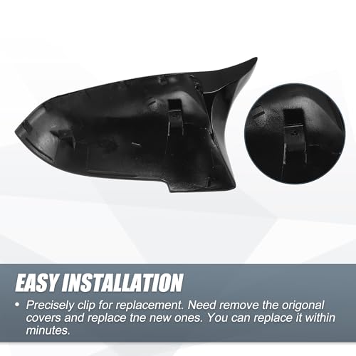 X AUTOHAUX Pair Car Rear View Driver Passenger Side Mirror Cover Cap Replacement Gloss Black for BMW F10 F11 F18 GT F07 F06 F12 F13 F01 F02 2014-2016 Mirror Guard Covers