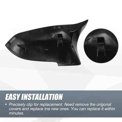 X AUTOHAUX Pair Car Rear View Driver Passenger Side Mirror Cover Cap Replacement Gloss Black for BMW F10 F11 F18 GT F07 F06 F12 F13 F01 F02 2014-2016 Mirror Guard Covers