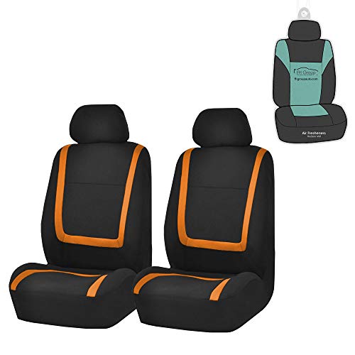 FH Group Front Seats Only Car Seat Covers Low Back - Unique Cloth Interior Accessories Car Seat Covers Orange Seat Cover Front Set - Universal Fit Cars Trucks SUV Car Seat Protector Accessories - color: Orange, size: Front Set