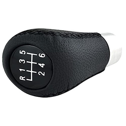 Lunsom 6 Speed Shift Knob Manual Stick Shifter Handle Leather Gear Lever Head Car Accessories Fit Most Vehicle (Black Suture) - color: Black