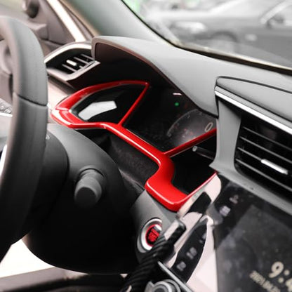 YINGTUU for Honda 10th Gen Civic 2016-2021 Accessories Dash Board Trim Cover Interior Glossy Red - color: Dash Board Trim Cover-Red