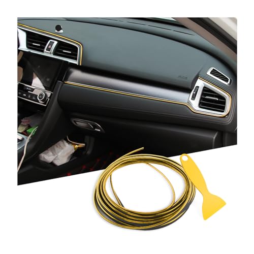Osilly Car Interior Moulding Trim Strips, 33Ft/10M Universal Electroplating Decoration Filler Insert Strips, Styling Dashboard DIY Flexible Strip, Garnish Accessory with Installing Tool (Gold) - color: Gold, size: 33Ft
