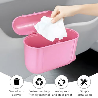 Car Trash Can with Lid, Mini Leakproof Vehicle Garbage Can with 1 Roll Trash Bags, Multipurpose Automotive Garbage Container & Storage Organizer, Universal for Truck SUV Sedan (Pink)