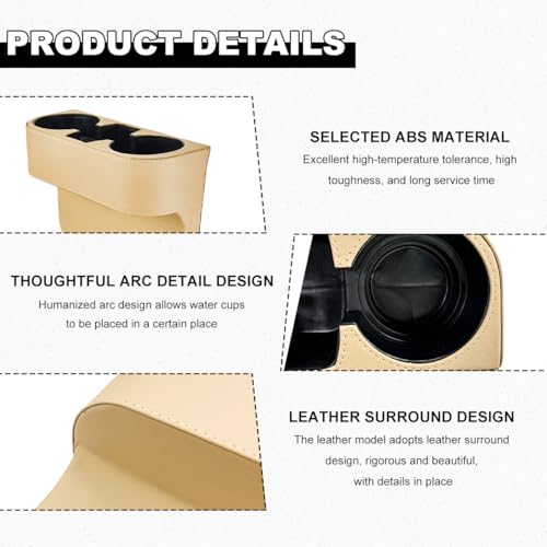 Car Seat Gap Filler Organizer, Multifunctional Auto Console Side Storage Box with Cup Holder, Universal PU Leather Cup Holder Front Seat Crevice Filler for Car Truck SUV (Beige) - color: Beige