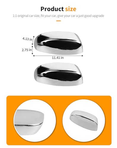 Chrome Half Mirror Caps Covers Compatible with 2007-2014 Chevy Silverado GMC Sierra Avalanche Tahoe Suburban Yukon Escalade ESV Side View Upper Mirror Cover Caps (Left Right) - color: Chrome (Half upper Mirror cover)
