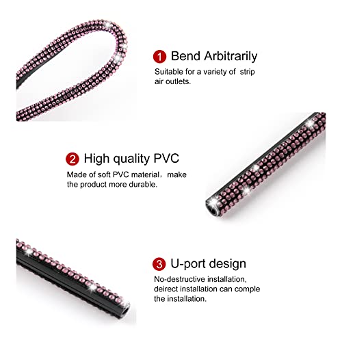 LivTee Bling Car Air Vent Outlet Moulding Trim, 10PCS, Pink Rhinestone Diamond, Chrome Finish, PVC Material, Universal Fit - color: Bling Purple