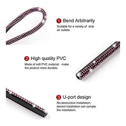 LivTee Bling Car Air Vent Outlet Moulding Trim, 10PCS, Pink Rhinestone Diamond, Chrome Finish, PVC Material, Universal Fit - color: Bling Purple