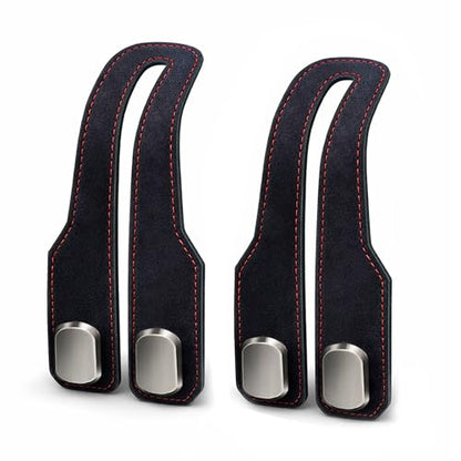 Car Headrest Hook 2 Pack, Premium Leather Car Purse Hooks, Heavy Duty Seat Back Organizer for Handbags, Groceries & Bags, No Scratch, Easy Install Car Accessories(2, Black) - color: Black