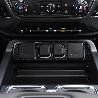 Car Central Control Cigarette Lighter Sticker Carbon Fiber Decal Cover Interior Trim for Chevrolet Silverado/GMC Sierra 1500 2500HD 3500HD 2014-2018 Accessories - color: Central Control Cigarette Lighter