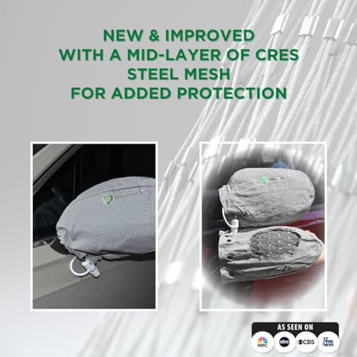 New & Improved ProKevLock Vehicle Side Mirror Covers Set with Anti-Theft Lock, UHMWPE, HPPE, 304 CRES Steel Mesh, Fits all Vehicles & Most Pickup Trucks, Protection from Ice, Bird Droppings, Version 3 - size: 16 x 9 x 5 Inches