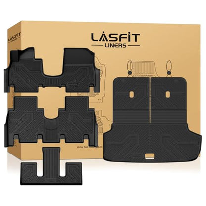 LASFIT Floor Mats & Backrest Mats & Cargo Mat for Hyundai Ioniq 9 2026 (Only Fit 6 Seats, Not Fit 7 Seats), All Weather TPE Custom Fit Floor Liners with Full Set Car & Trunk Mats Accessoires, Black - size: 2)For Hyundai Ioniq 9 | 2026 | 6 Seats