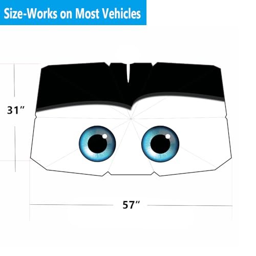Windshield Sun Shade 2025 Car Accessories 100% Blackout Car Front Windsow Shades Umbrella Automotive Sun Visor Block Heat Insulation Protection (Black Eyes) - color: Black