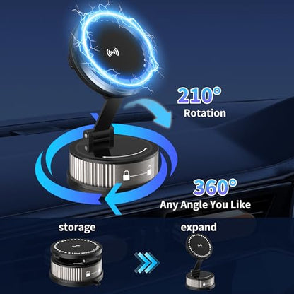 for MagSafe Car Mount Charger,15W Fast Wireless Charging,95+LBS Strong Suction 2400gf Strong Magnetic, 360° Adjustable Car Phone Holder, Phone Holders for Your Car