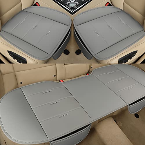 West Llama Bottom Seat Covers, Include 1 Pair Front Seat Protector and 1 Rear Seat Cover, Universal PU Leather Seat Covers for 90% Cars (Gray) - color: D-Gray, size: Universal Fit - Full Set