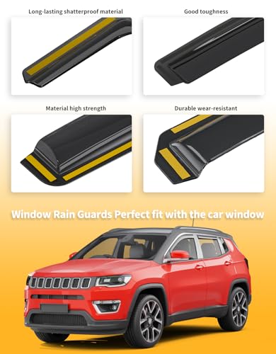 in-Channel Window Rain Guards Fit for Jeep Compass 2017 2018 2019 2020 2021 2022 2023 2024 2025 Extra Durable Window Deflectors Window Visors Vent Shades Vent Visors Car Accessories - size: Fit for 2017-2025 Jeep Compass