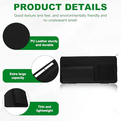 PATIKIL 1Pcs Car Sun Visor Organizer, 12.8 x 6.5Inch PU Leather Vehicle Storage Pouch Holder for Sunglasses Card Pen Driver License Car Accessories, Black