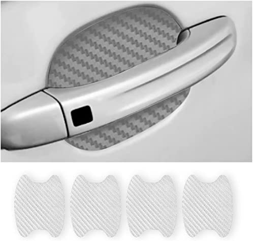 XINLIYA 4PCS Car Door Handle Protector Sticker, Universal Carbon Fiber Anti-Scratches Auto Door Handle Protective Film, Side Paint Cover Guard Stickers Fit for Most Cars (Silver) - color: Silver