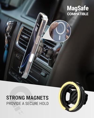 Scosche 5-in-1 MagSafe Car Mount Compatible with Popsocket, Magnetic Vent, Back-of-Display and Dashboard Cell Phone Holder, Tesla Phone Mount Compatible with iPhone 17/16/15/14/13/12, Samsung S25 - size: 1 Pack, style: Dash / Vent / Back of Display