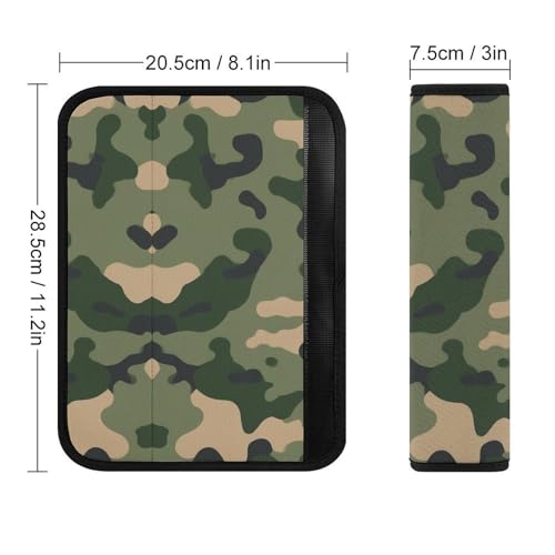 Fashion Car Seat Belt Covers Soft Cushion Pad Car Shoulder Strap Harness Pad Green Camouflage Army Camo - color: Color360