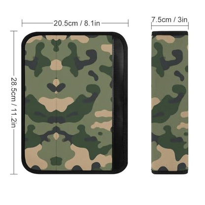 Fashion Car Seat Belt Covers Soft Cushion Pad Car Shoulder Strap Harness Pad Green Camouflage Army Camo - color: Color360