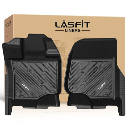 LASFIT Front Floor Mats for Ford F-150 2015-2026 | F150 Lightning 2022-2025 SuperCrew & Super Cab Carpet Floor All Weather Car Liners TPE Truck Mats-First Row Only, 2pcs Black - style: 1) F-150 SuperCrew&Super Cab| 15-26 | 1st Row Bucket Only