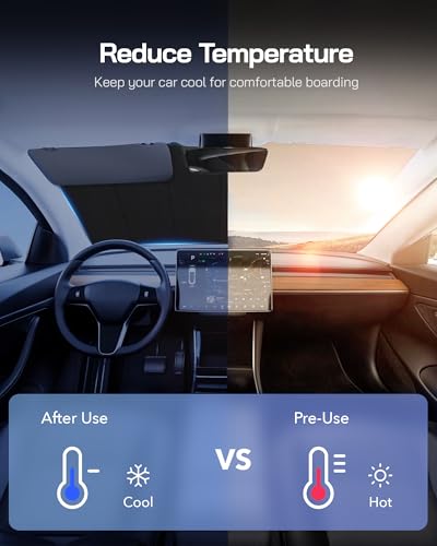 Pigenius Windshield Sunshade for Acura MDX 2014-2020, Premium Grey Leather Finish - color: SafeGuard, size: 2014-2020 Mdx