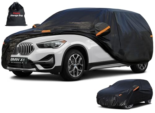 Kayme 7 Layers SUV Car Cover Custom Fit for BMW X1 (2009-2025) Waterproof All Weather for Automobiles, Outdoor Full Cover Rain Sun UV Protection. - color: PE-Black, size: Custom Fit BMW X1