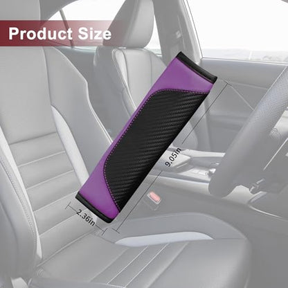 2PCS Car Seat Belt Cover, Soft Shoulder Strap Covers Harness Pads, Safety Leather Seatbelt Comfort Driving Cushion Protect Your Shoulder and Neck Universal for Car, SUV,Truck (Black/Purple) - color: Black/Purple