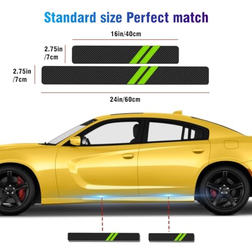 4PCS Door Sill Scratch Protector Stickers Compatible with Challenger Charger Car Threshold Protection Stickers Thickened Carbon Fiber Textured Leather Material Anti-Scratch （Green） - color: Green