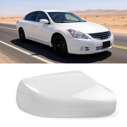 Moonlinks Mirror Cover Replacement Compatible With Nissan Altima 2.5L 2007 2008 2009 2010 2011 2012, Pearly White Right Passenger Side Clip-on Mirror Cap WITHOUT Turn Signal, Replace for 96301-JB13E - color: Right White