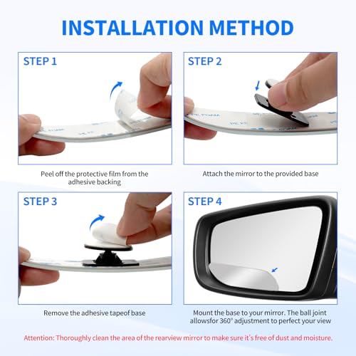 2 PCS Car Blind Spot Mirror, HD Frameless Convex Glass Angle Adjustable, Self-adhesive Back Auxiliary Reverse Mirror Wide Angle Side Mirrors Universal Car Exterior Accessories (Extended) - size: Extended
