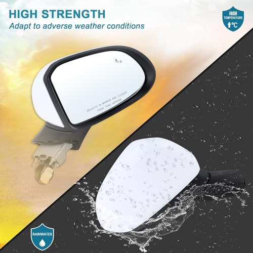 Right Passenger Side Mirror Compatible With 2019 2020 2021 2022 2023 Hyundai Santa Fe With Manual Folding Power Glass Blind Spot White Replace#87620-S2010(5Pins) - size: R