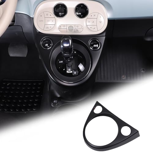 Gear Shift Frame Cover Trim Compatible with Fiat 500 2011-2023 ABS Control Gear Box Shift Knob Panel Frame Cover Sticker Decorative Accessories (Matte Black) - color: Matte Black