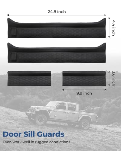 Door Sill Guards Kit for Gladiator JT Wrangler JL 4 Doors 2018-2026, Door Entry Guard Protector Accessories - Black Entry Scuff Plate Cover (4pcs Set)