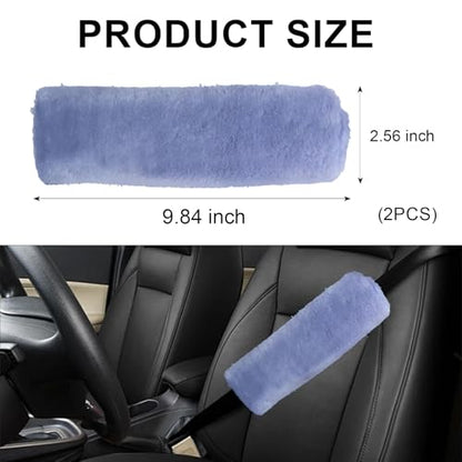 2 Pack Car Seatbelt Covers Shoulder Pad, Soft Faux Sheepskin Seat Belt Shoulder Cover for a Comfortable Driving, Seat Belt Shoulder Strap Covers Helps Protect Your Neck and Shoulder (Blue) - color: Blue