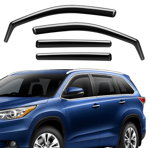 in-Channel Rain Guards Compatible with Toyota Highlander 2014 2015 2016 2017 2018 2019, Durable Side Windows Rain Guard, Wind Deflectors, Window Deflectors Black 4 PCS - size: 2014-2019 Toyota Highlander (In-Channel)