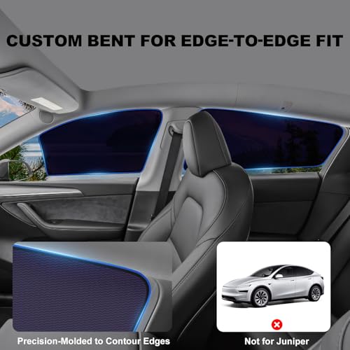 XCBYT Side Window Sunshade for Tesla Model Y 2020–2024 | Rear & Front Static Cling Side Window Covers, Semi-Transparent Privacy & UV Protection | Not for 2025–2026 Model Y Juniper - size: Model Y(2020-2024)-4PCS