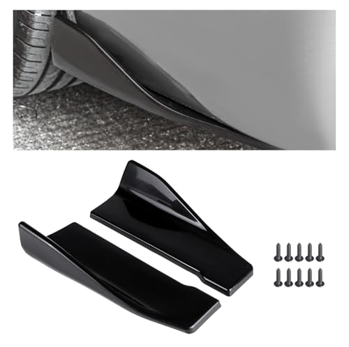 2 PCS Rear Bumper Lip Guards DIY Car Exterior Decoration, Anti-Collision Body Parts & Trim for Diffuser Splitter, Canard Protector Installed at The Bottom, Car Accessories (Bright Black) - color: Bright Black