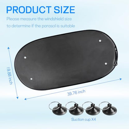 Car Rear Window Sun Shade, 39.76"×19.88" Folding Automotive Windshield Sun Shade with Suction Cup, Universal Rear Facing Car Seats Sunlight Shield Blocker Mesh Cover for Baby Kid Pet