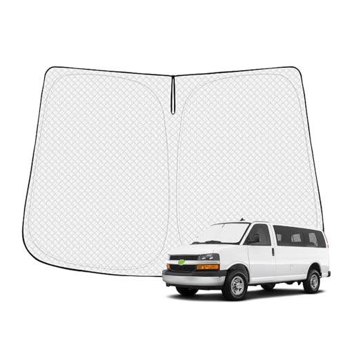 Canvcle Windshield Sun Shade for 1996-2025 2026 Chevrolet/Chevy Express Accessories Thicken 6-Layer Front Window Sunshade Cover Sun Visor Protector Foldable Block UV Rays Keep Vehicle Cool - size: 1PCS Chevrolet/Chevy Express 1996-Present